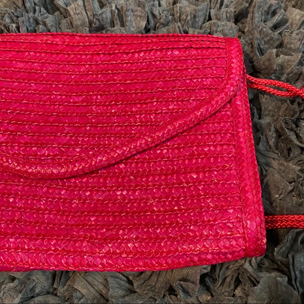 Objectives Pink Rectangle Straw Purse - image 4